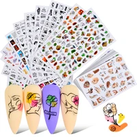 2021 new 3d nail stickers geometry artistic face butterfly animal floral design manicure back glue decals nail art decoration