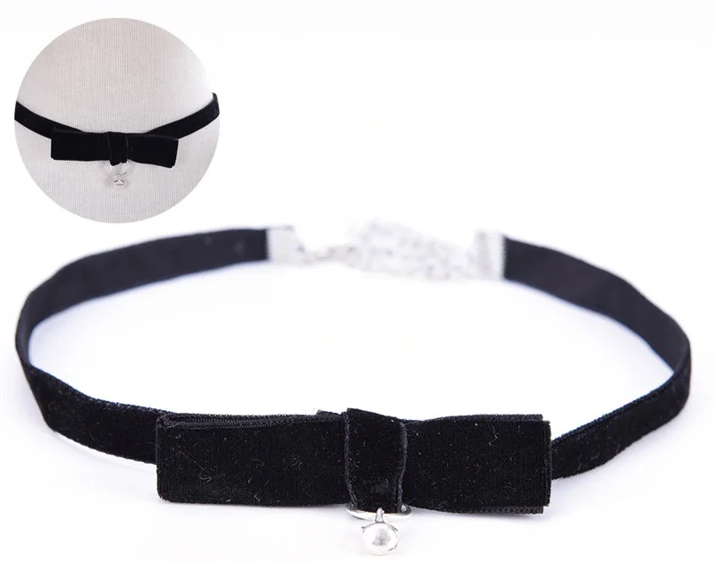 Ожерелье с бантом из черной ленты женское колье в стиле панк лучший подарок