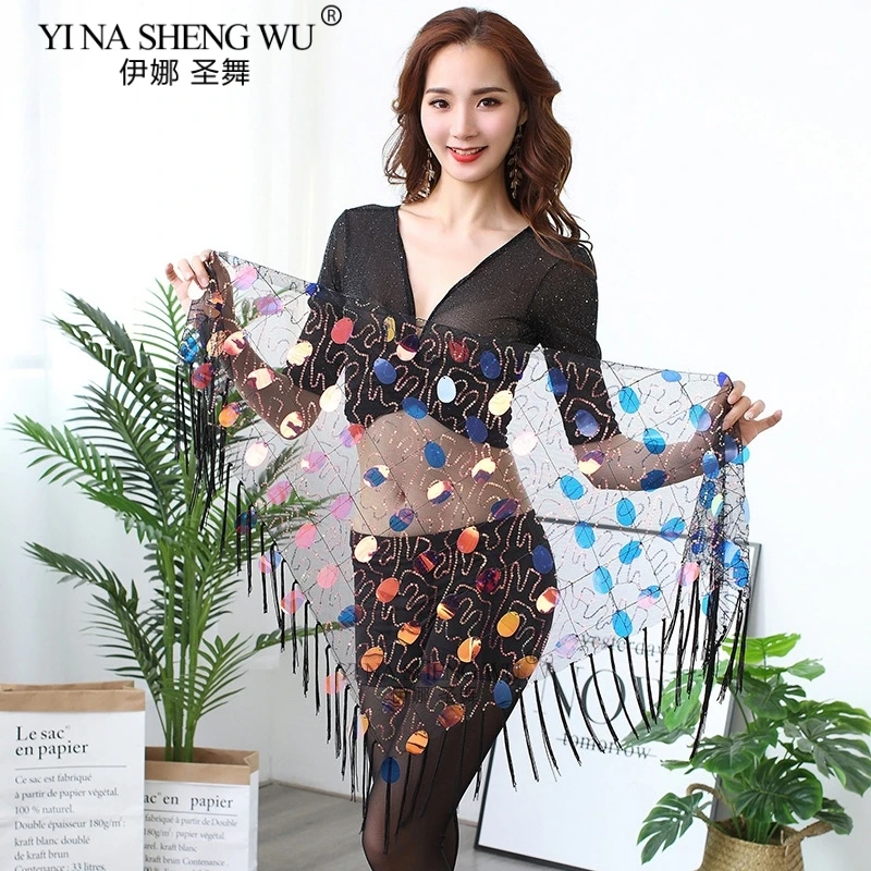 Хип-шарф для танца живота тянущийся длинный треугольный шарф с кисточками и