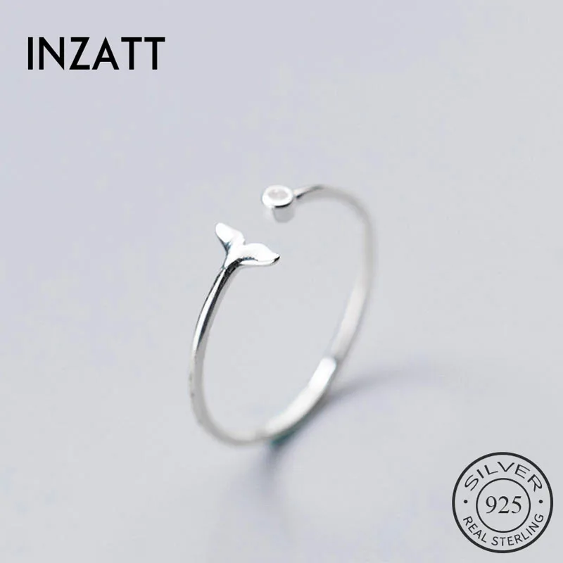 SOFTPIG Real 925 Sterling Silver Fish Tail Zircon Ring For Fashion Women Party Cute Fine Jewelry Accessories Birthday Gift