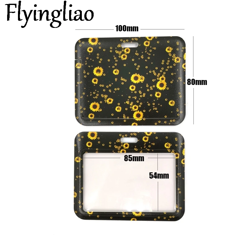 

Sunflowers Flowers Black Lanyard Keys Phone Holder Funny Neck Strap With Keyring ID Card DIY Animal webbings ribbons Hang Rope