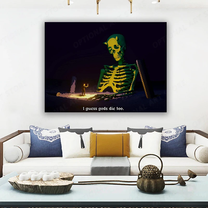 Холст с рисунком скелета из аниме ужасные кости настенный художественный плакат