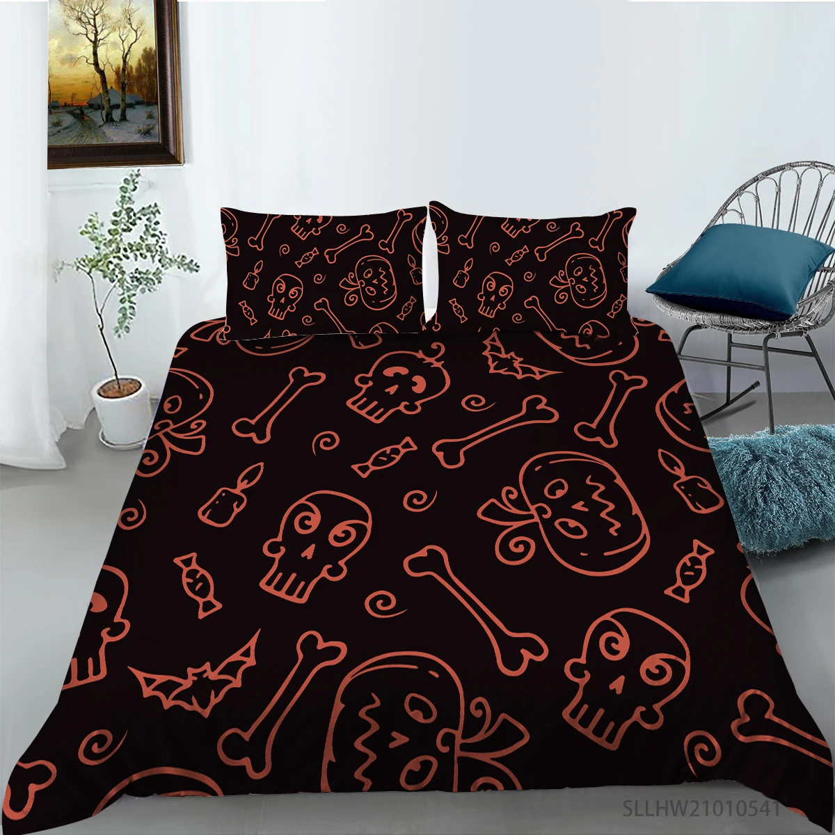

Fashion Cartoon Devil Printing Bedding set Quilt cover with pillowcases Twin Single Queen King sizes 2/3pcs Drop shipping