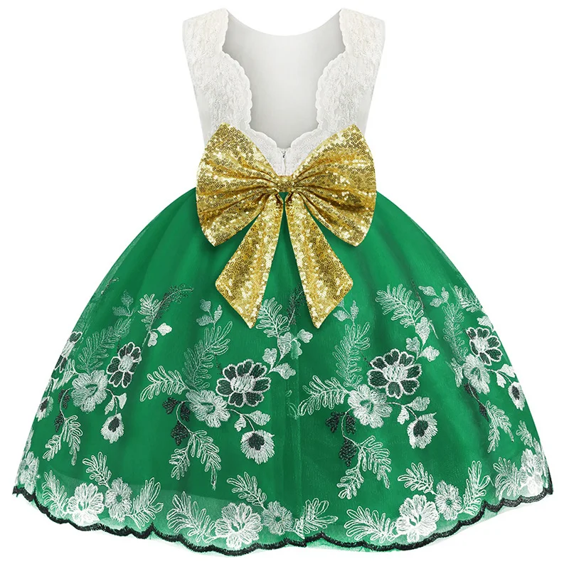 New Festival Party sequins bow dress for baby and girl's first birthday party Flower Girl Wedding Bridesmaid lace | Свадьбы и