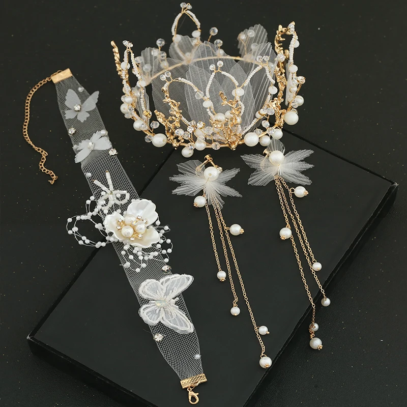 

Bridal Crown Headdress Sen System Fairy Hair Accessories Super Fairy Princess Round Crown Wedding Dress Accessories