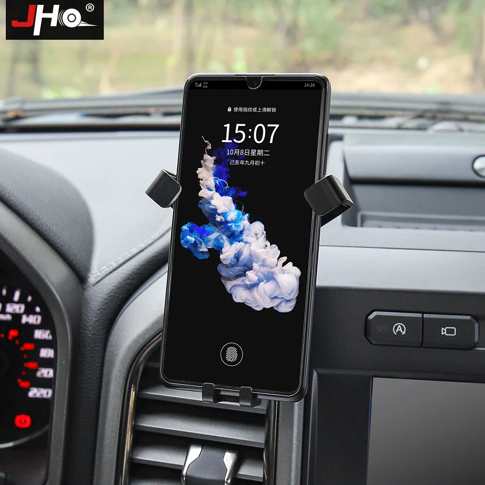 jho carbon grain detail gravity air vent mobile phone holder mount for ford f150 raptor 2015 2020 2019 2018 2017 car accessories free global shipping