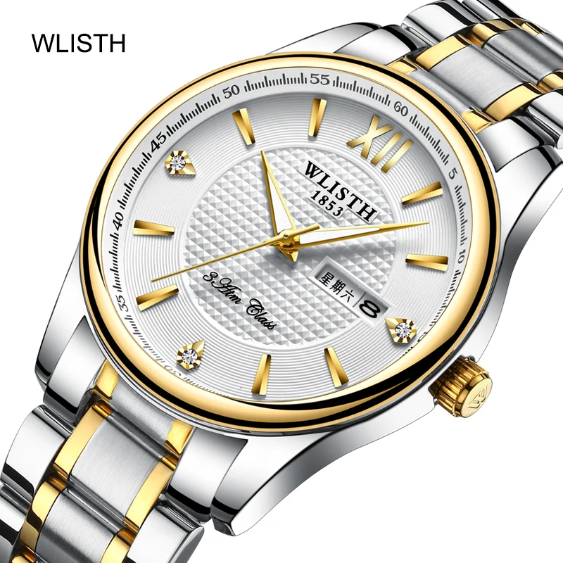 

Wlisth Band,2021 Men's Dual Calendar Waterproof Watch, Couples Steel band quartz Watch, Business belt Women's Watch