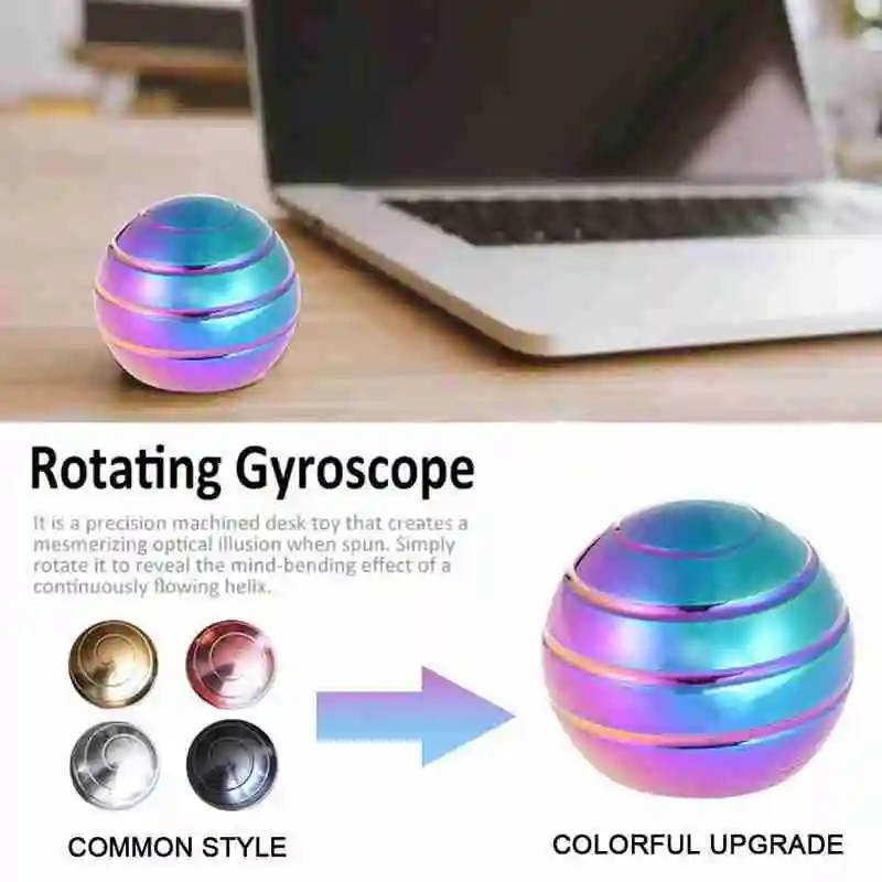 

Metal Gyroscope Desktop Decompression Toy Adults Office Ball Stress Colorful Finger Gyroscope Gift Relief Toy Kid Metal T0L6