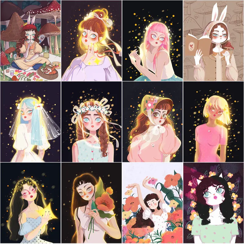 

Алмазная 5D картина «сделай сам» с изображением мультяшной девочки, алмазная вышивка, Алмазная мозаика, круглая и квадратная картина, домашн...