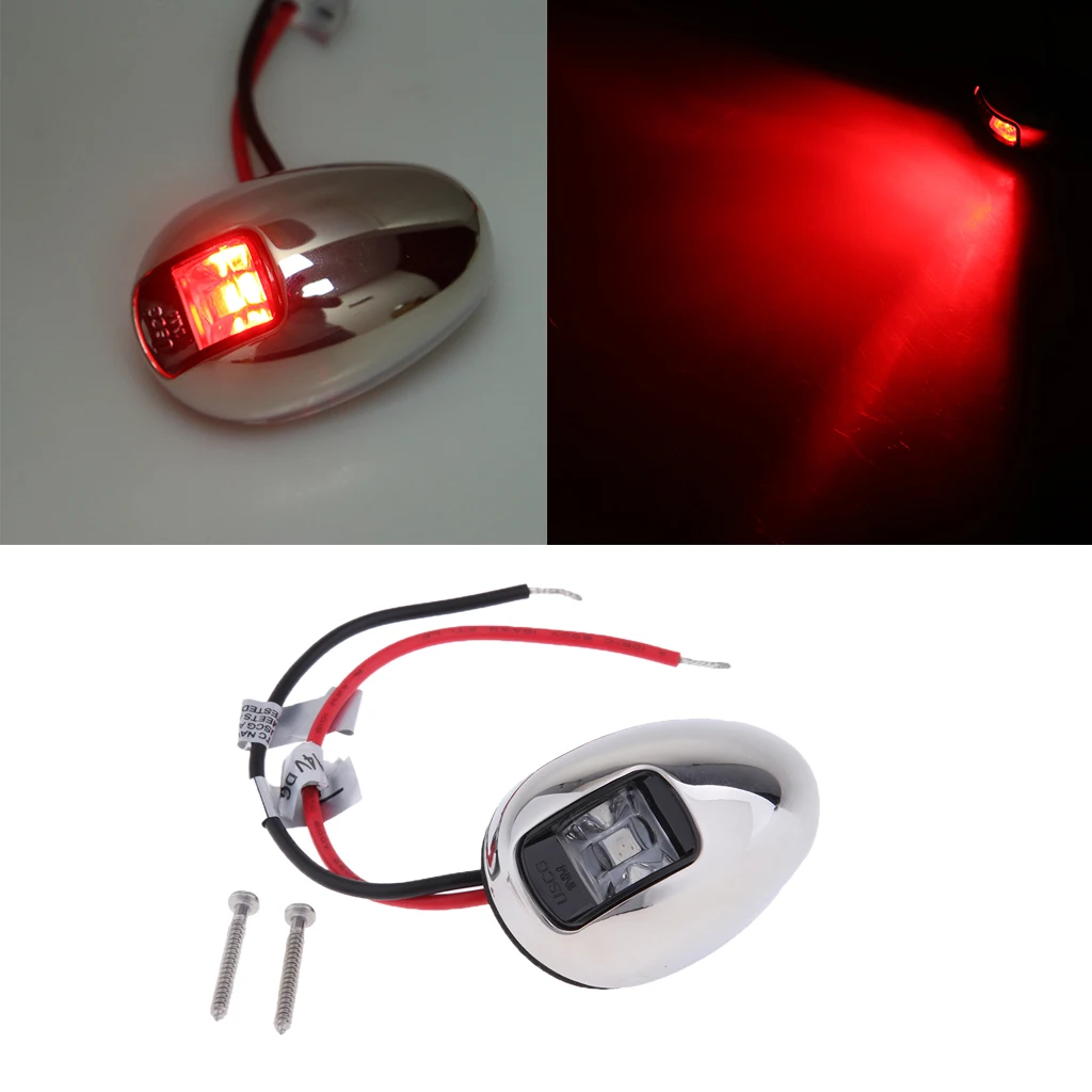 

12V Marine Boat Navigation Red LED Stainless Steel Housing Bow Light Bulb