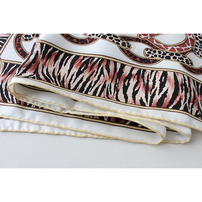 

Luxury 100% Twill Silk Scarf Women Vintage Shawl Hijab Ring Print Kerchief Hand Rolled Bandana Stole 35"*35"