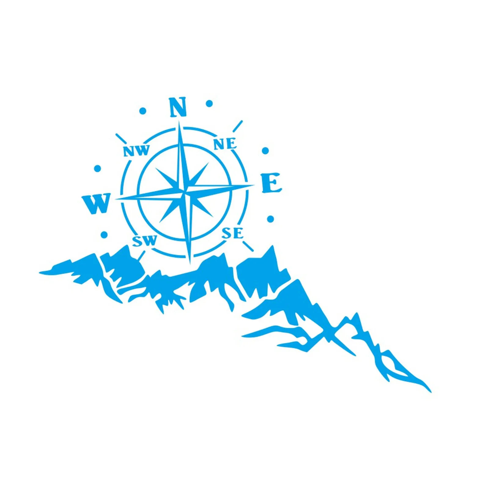 попular 1Pcs Car Sticker Camper RV Truck Decal Vinyl Travel Compass Mountain Multi colored Wall 40cmx6cm | Дом и сад