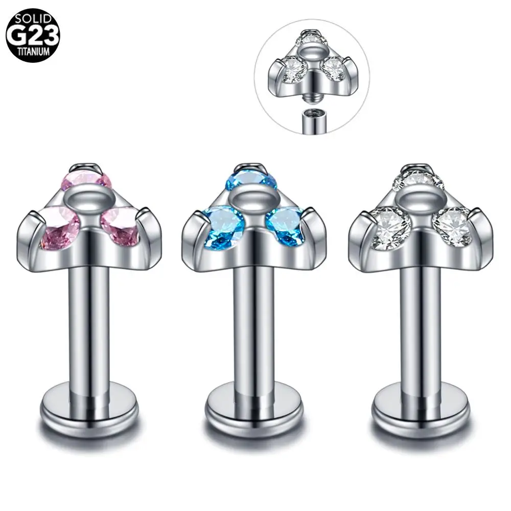 

1PC G23 Titanium CZ Gem Labret Monore Lip Bar Piercings Crystal Ear Helix Tragus Cartilage Stud Piercing Sexy Girl's Jewelry 16G