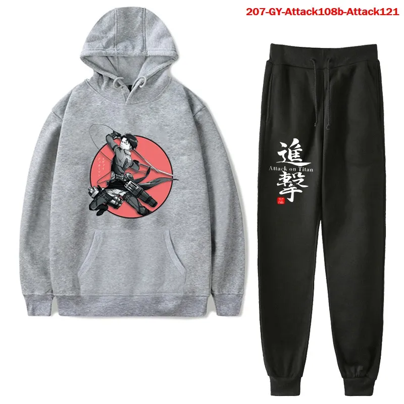 

Attack on Titan Streetwear Sweatshirt and Pants Autumn 2 Piece Set Tracksuit Men Hoodie + pants Women Hooded Pullover Suit