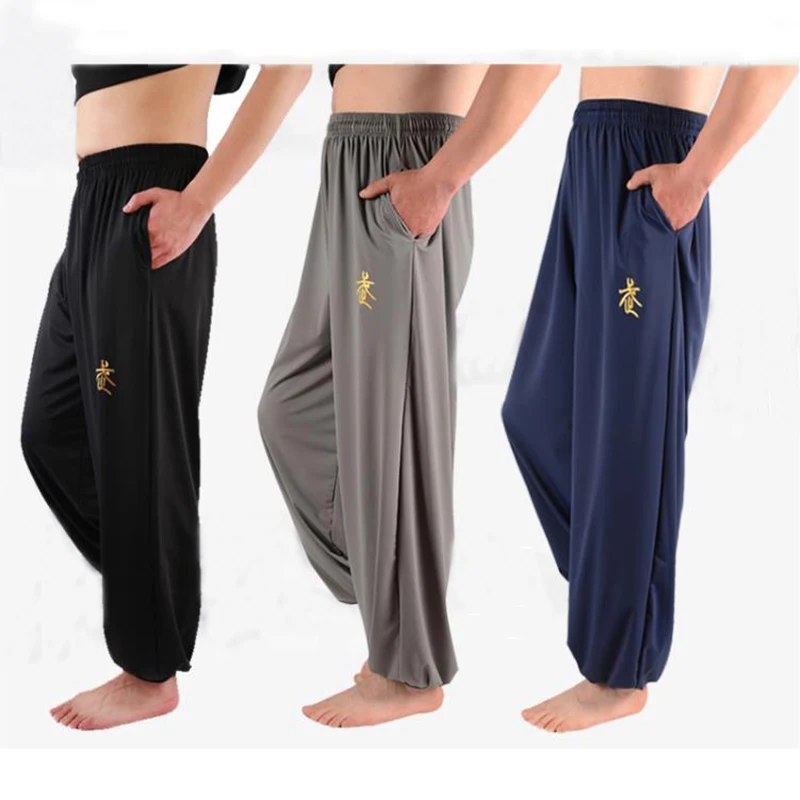 Customized Kung Fu Pants Nylon Wing Chun Tai Chi Clothing Martial Arts Yoga men Loose самурай Wushu Artes Marcia | Спорт и