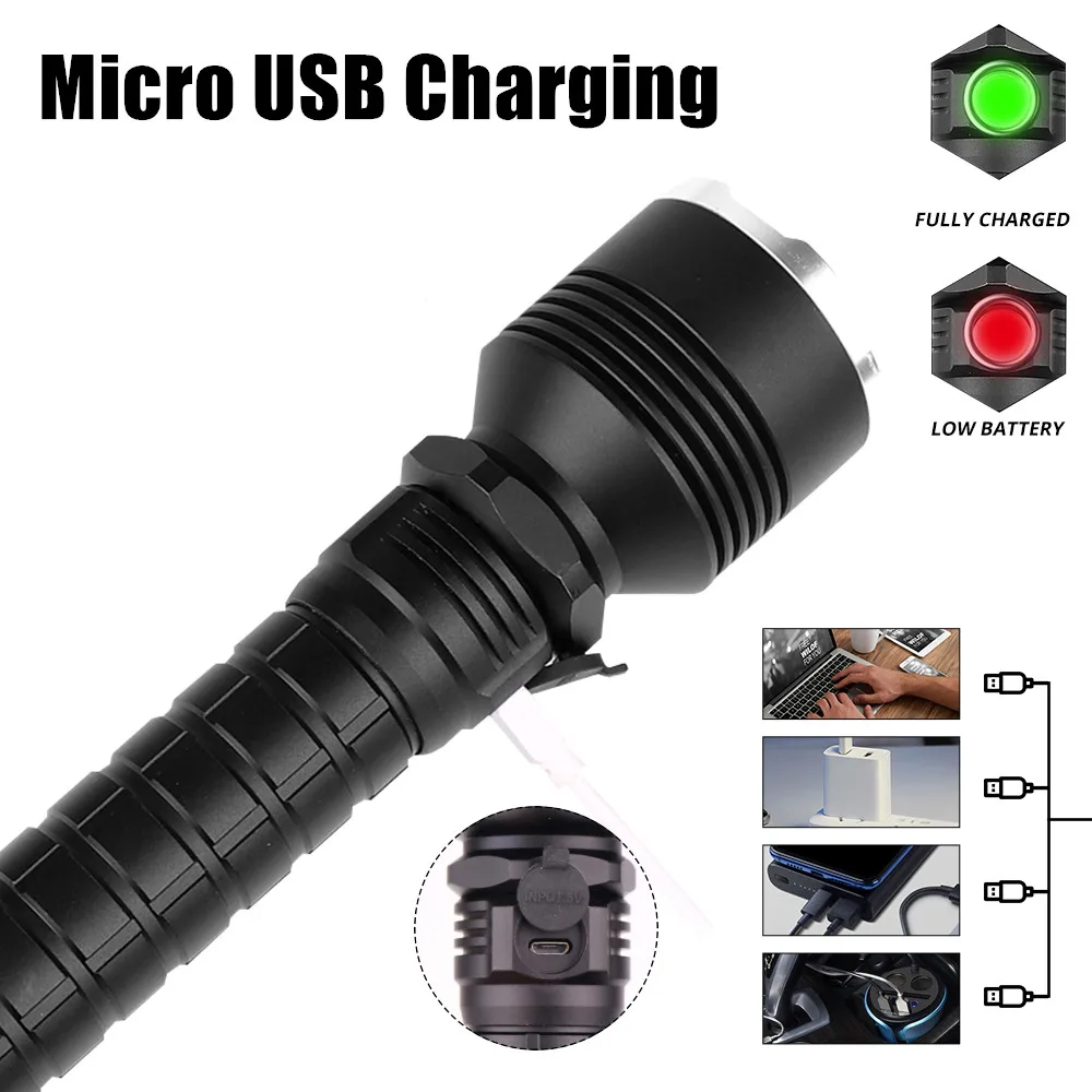 Мощный светодиодный тактический фонарь XHP70 XHP70.2 XHP50 USB Перезаряжаемый супер яркий