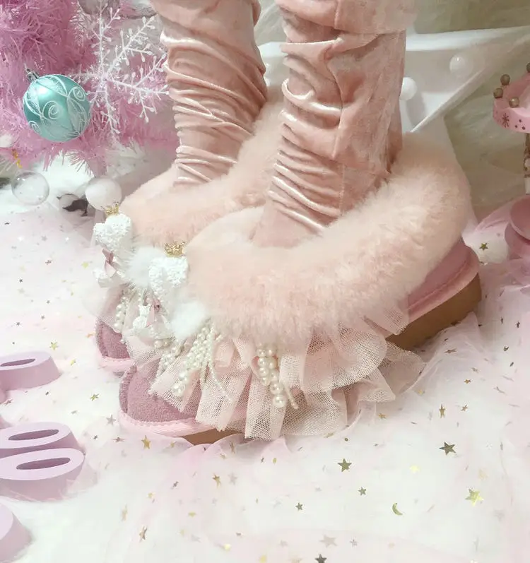 Зимняя Теплая обувь для девочек Cute bear с бархатной подкладкой кожаные ботинки