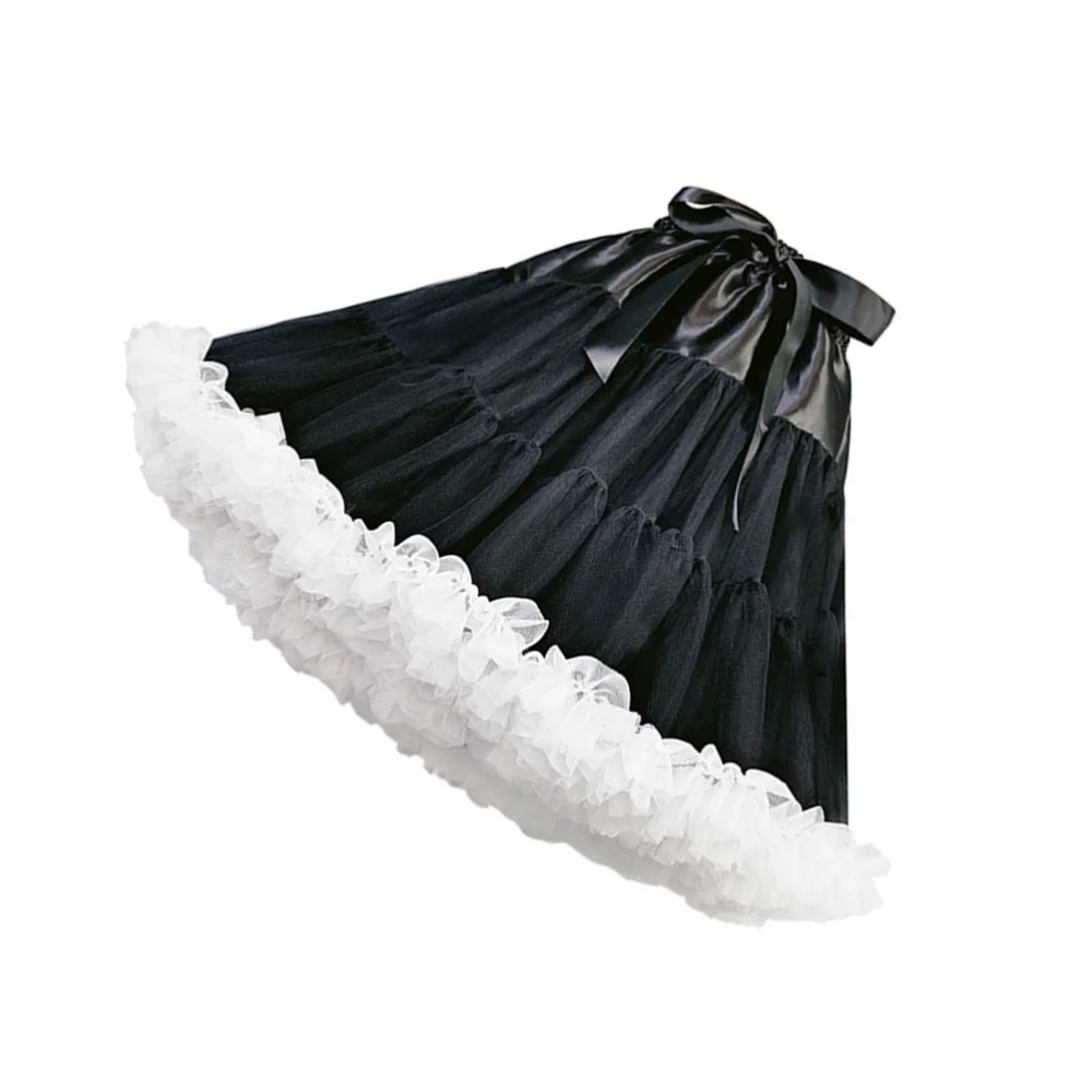 

1pc Lolita Dress Underskirt Beautiful Skirt Layered Tutu Skirt (Black, White)
