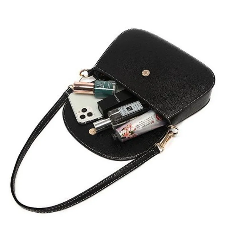 

Vintage Clamshell Shoulder Bag for Women PU Leather Pure Color Simple Messenger Bag Female Portable Small Totes Subaxillary Bags