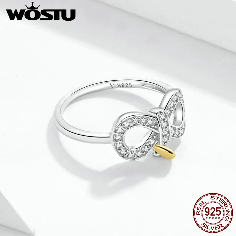 WOSTU Новое поступление кольца на палец 925 пробы серебро бесконечность знак любви