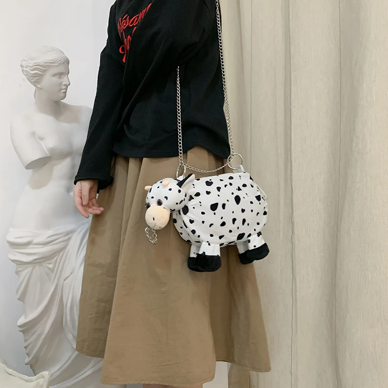 Candice guo плюшевая игрушка мультяшное животное Милая корова сумка на плечо посылка