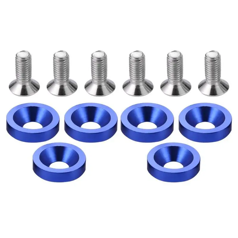 Blue 6x JDM автомобиль модифицированные шестигранные крепежные детали молоток для правки крыльев двигателя вогнутые винты номерные знаки шайбы алюминиевые болты M8 Прямая - Название цвета: Blue