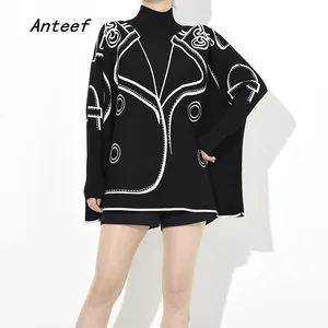 Хлопковый вязаный размера плюс Повседневный Свободный пуловер оверсайз с рисунком на осень-зиму, свитер, женские свитера, одежда 2021