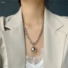 ЖенскоеМужское ожерелье AOMU, толстая цепочка с подвеской в виде круглого шара, в стиле панк, 2020