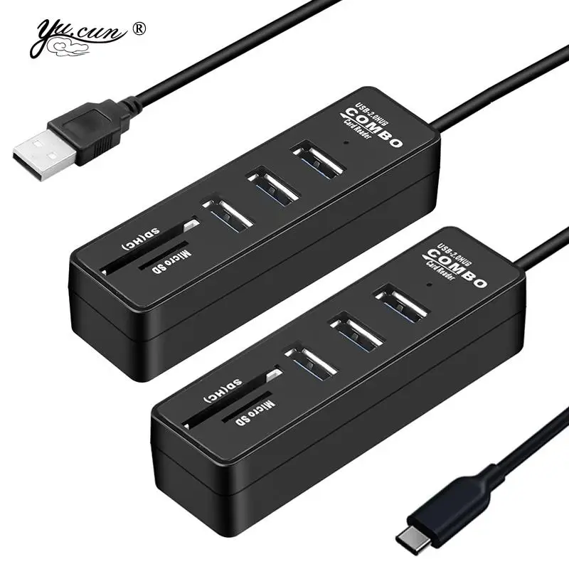 

5 in 1 USB Hub USB C Multi Splitter Adapter SD/TF Card Reader Expander 2.0 Hub For Desktop Laptop PC type c sd card reader
