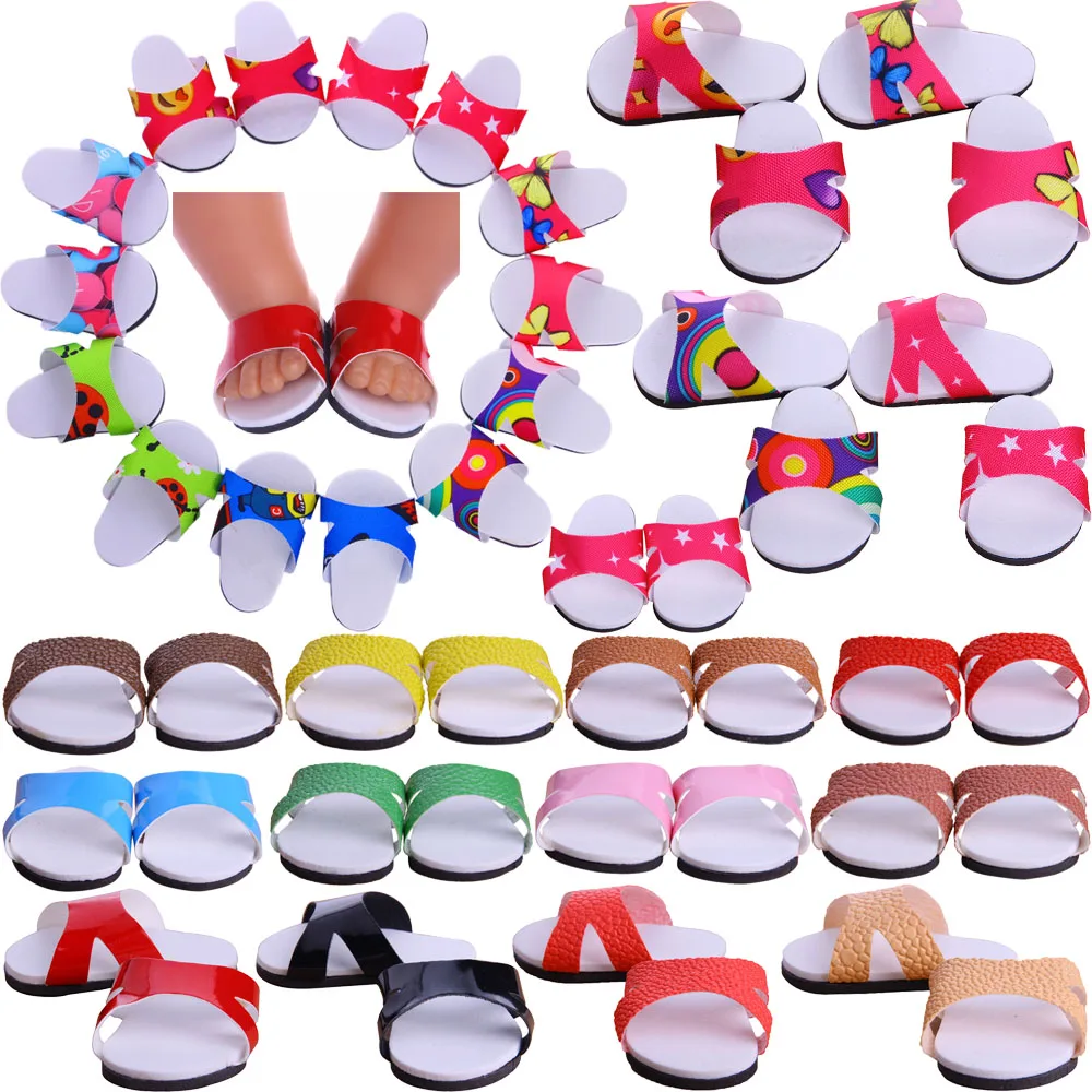 

Send 3 Pairs Doll Shoes Slippers Summer Sandals For 18 Inch American Dolls 43 Cm Baby Reborn Items,Our Generation Accessories