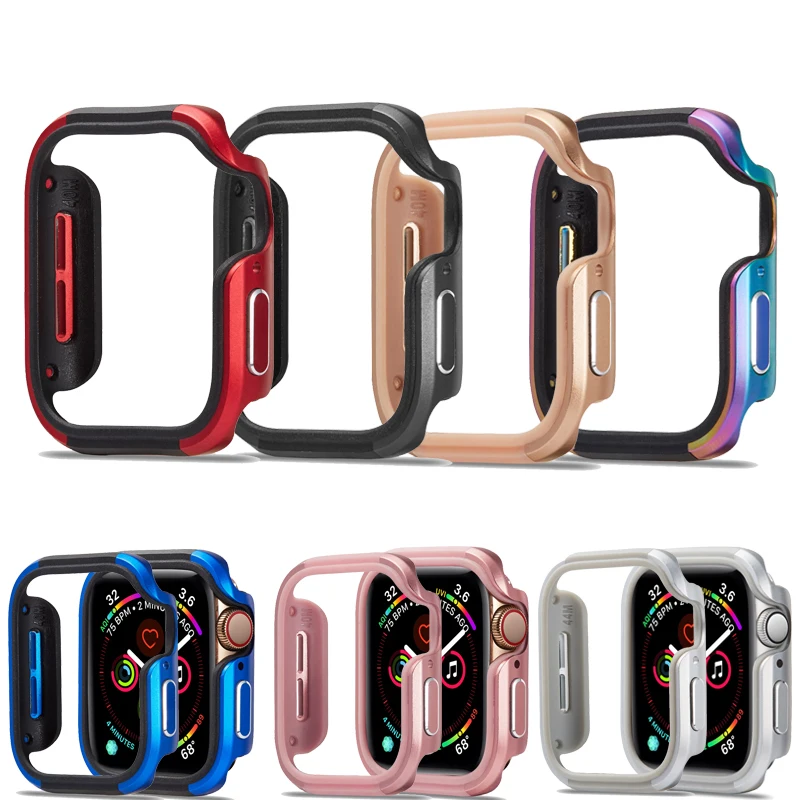 Чехол для часов совместимый с Apple Watch series 5 4 44/40 мм алюминиевый сплав + ТПУ защитный