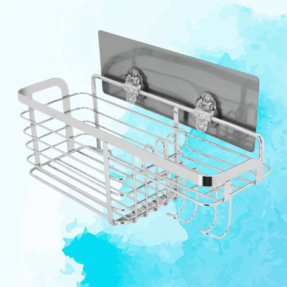 

Adhesive Bathroom Shelf Organizer Shower Caddy Kitchen Storage Rack Wall Mounted Drilling Rustproof Stainless Steel Wire Bask