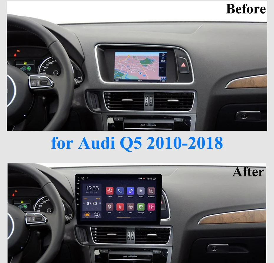 Автомобильный DVD мультимедийный плеер для Audi Q5 2010- Android 8,1 9 дюймов Автомобильный Радио Стерео головное устройство навигация gps
