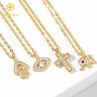 Ожерелье FINE4U N934 с глазами и крестом в виде слона для женщин и девочек, греческая защита, ювелирные изделия, амулет, подарок для девочек и мальчиков