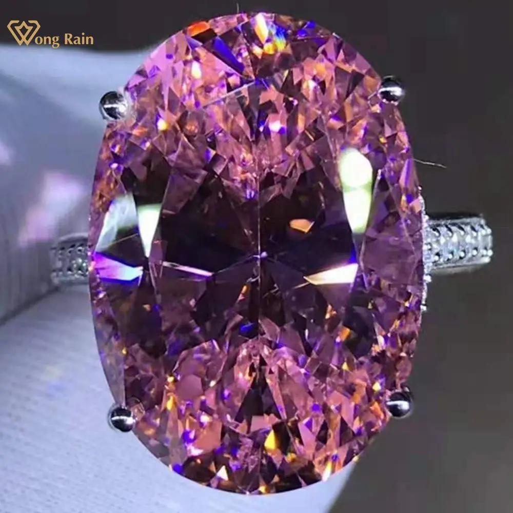 

Wong Rain 925 пробы, серебро, 15 карат, овальная огранка, гипербола, роскошное розовое коктейльное кольцо, изготовленное по индивидуальному заказу,...