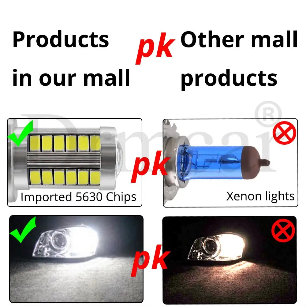 Противотумансветильник H4/H7/H11/1156/1157/9006/9005 DC 12 В 5630 33SMD 6000K дневное время свет для