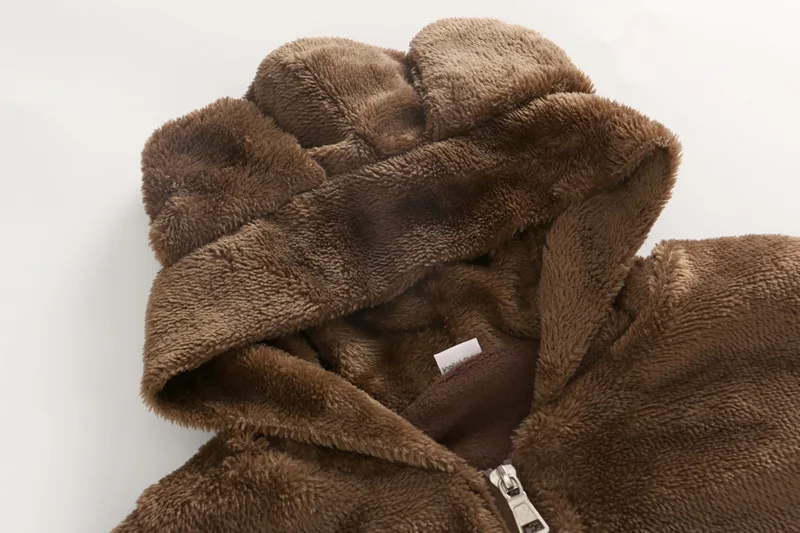 Одежда для маленьких мальчиков Мультяшные кошачьи уши зимнее пальто девочек