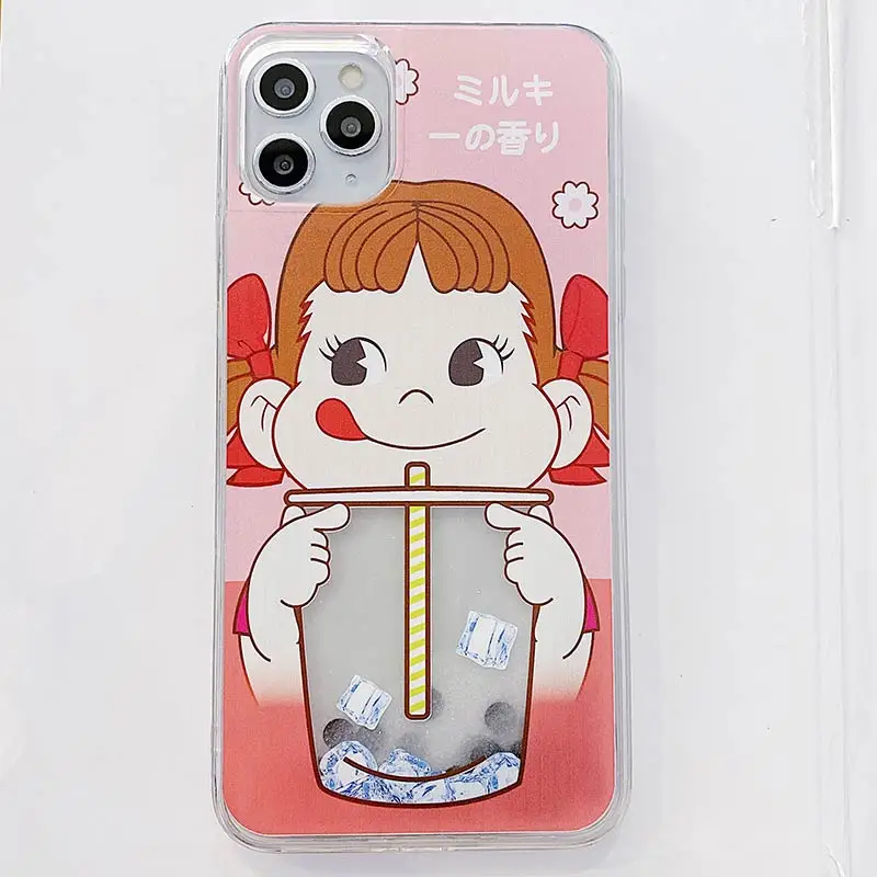 Японский молочный чехол для телефона Peko Poko Bubble tea quicksand iPhone XS MAX XR 6 7 8 Plus 11 Pro Max |