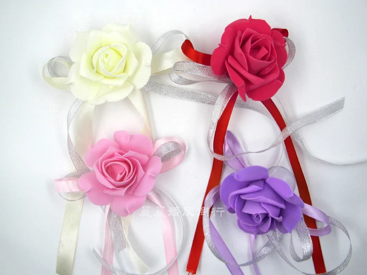 Искусственные розы 4 цветов с лентой для свадебного украшения Свадебные Ручки