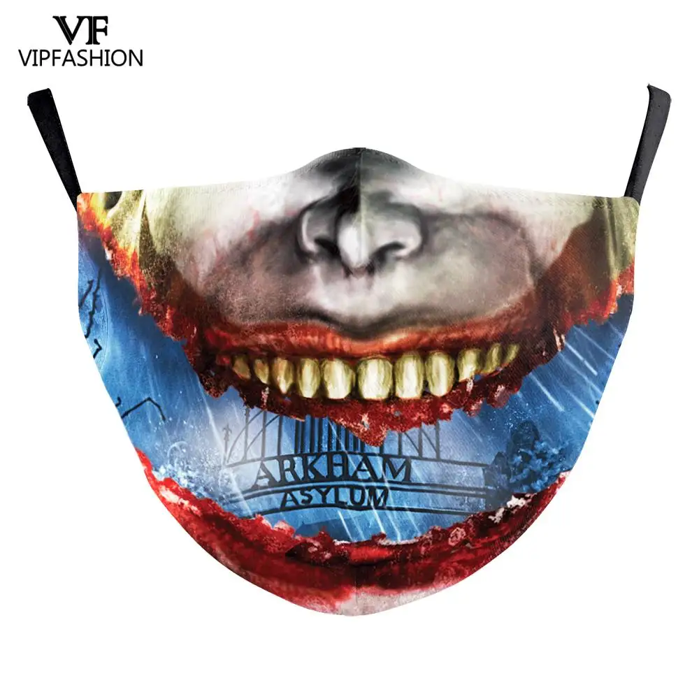 Модные моющиеся тканевые маски VIP для Хэллоуина с забавным джокером принтом лица