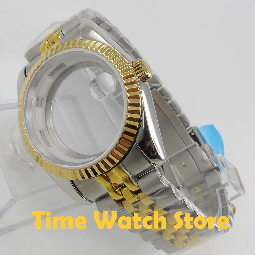 36 мм чехол для часов водонепроницаемый браслет сапфировое стекло позолота