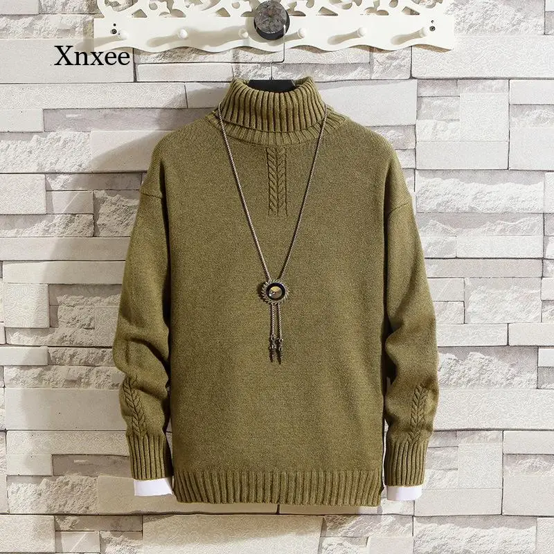 

Turtleneck Sweater 2021 Spring and Autumn Men's Japanese Solid Color Knitwear Men's Tops Bottoming Shirts Men Sweaters Outwear