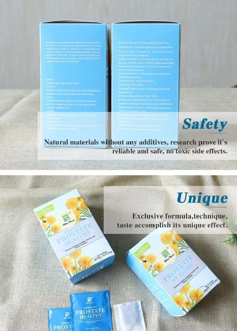 Оптовая продажа 20 пакетов/коробка мужской чай для здоровья простаты Мужская
