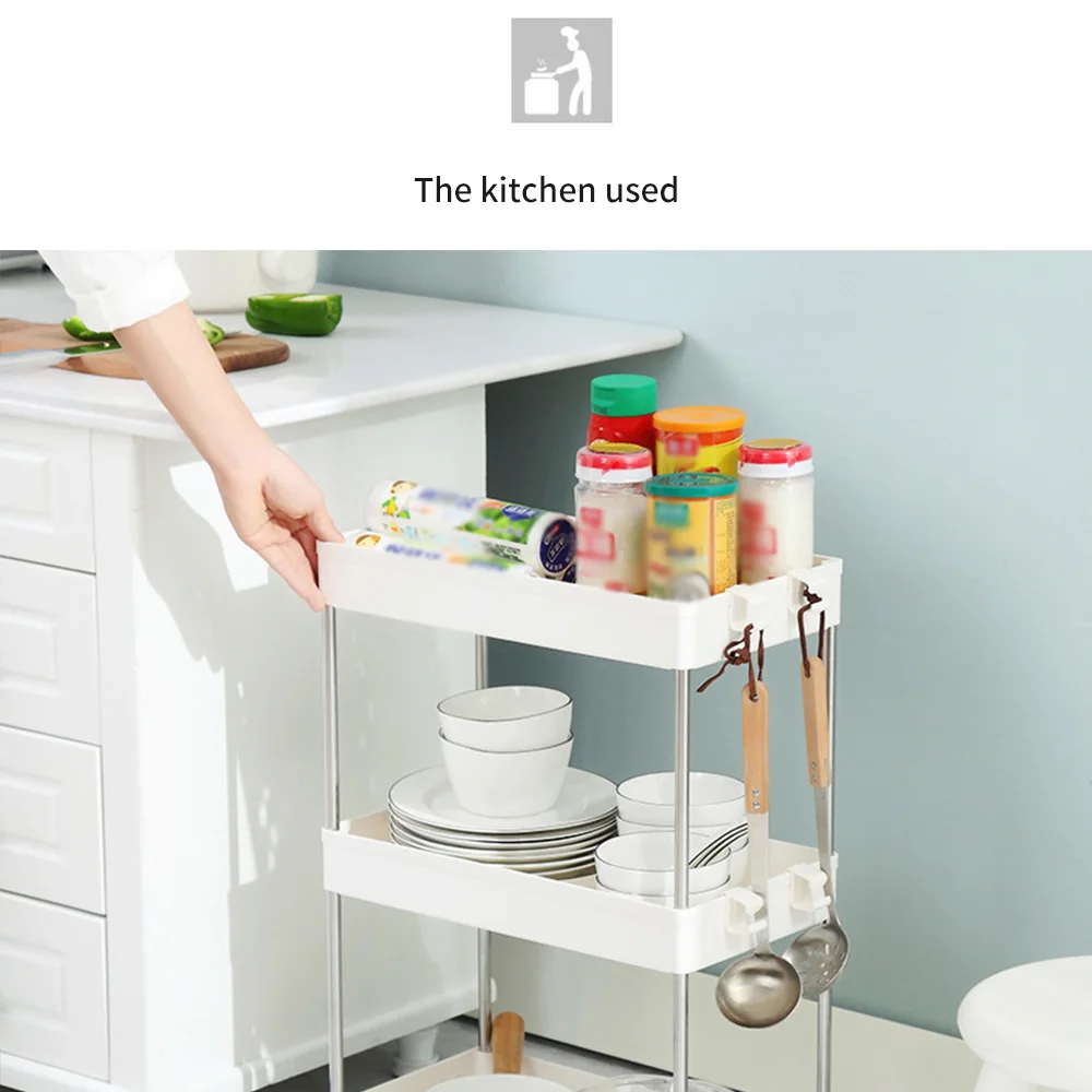 

Bathroom Storage Rack Kitchen Narrow Cabinet 2/3/4 Layers Living Room Gap Shelf Home Furniture Movable Wheels Shelf Space Saving