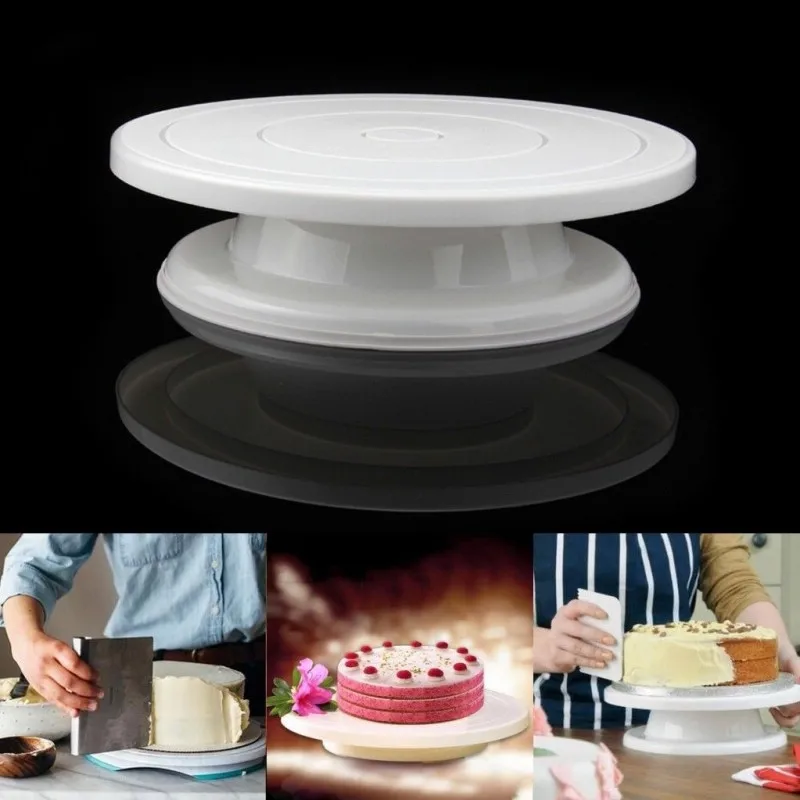 

Plastic Cake Turntable Rotating Cake Polisher Tools Dough Knife Decorating Cream Cakes Stand Rotary Table DIY Baking Cake Stand