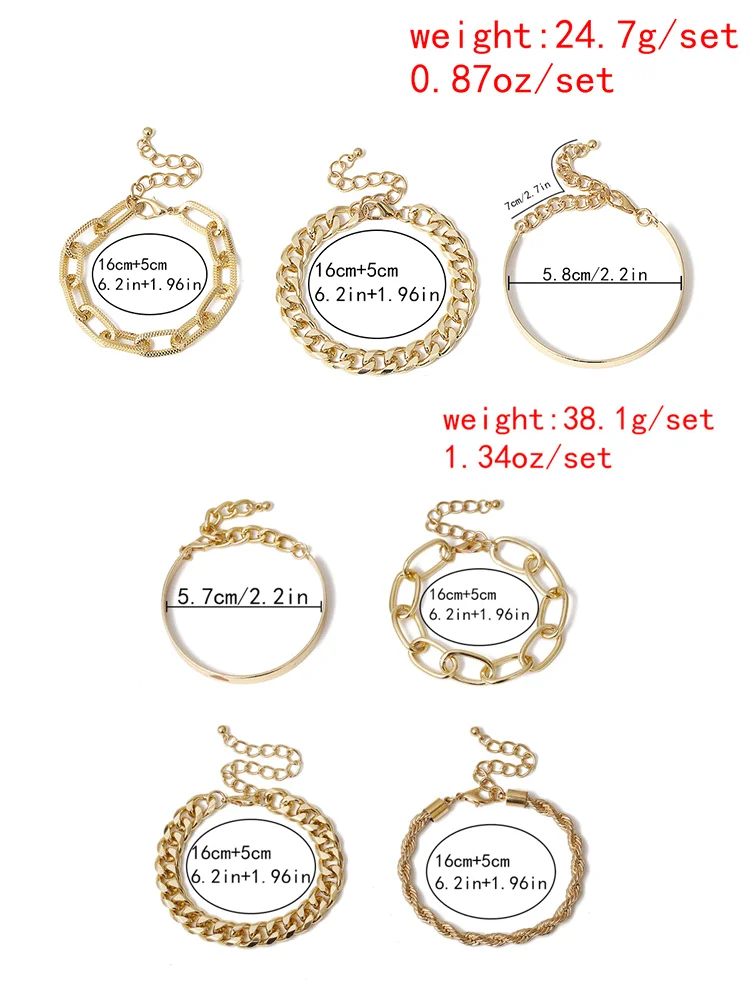

4pcs Punk Curb Cuban Chain Bracelets Set for Women Miami Bangles Boho Thick Gold Charm Bracelets Fashion Jewelry Gift on march 8