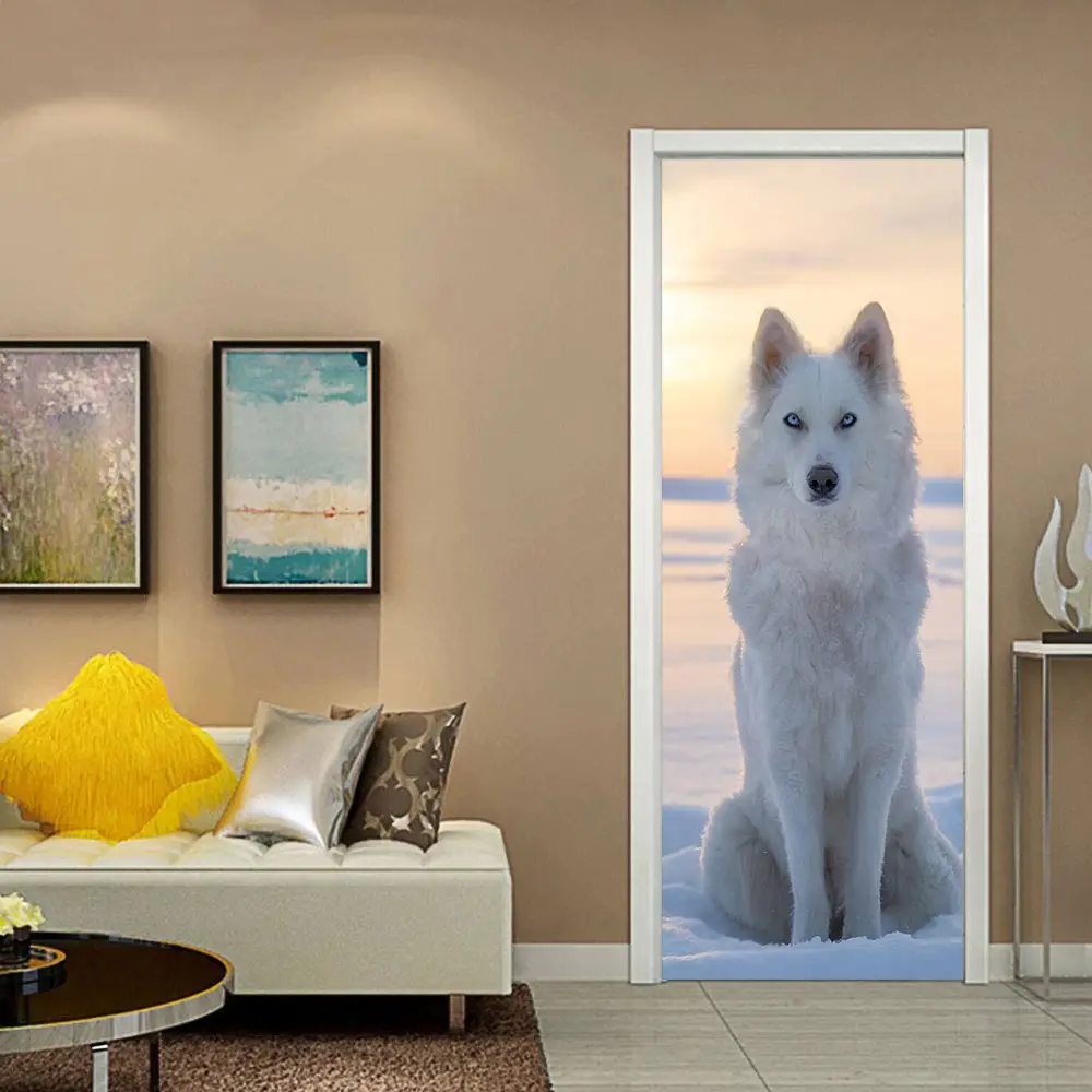 

3D creative Arctic wolf door stickers wall stickers self-adhesive waterproof removable