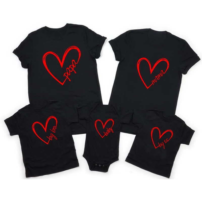 

Papa Mama Sister Brother Baby Family Matching Clothes Parents Kids Cotton T Shirts Baby Bodysuits Top Fashion Family Look Tees