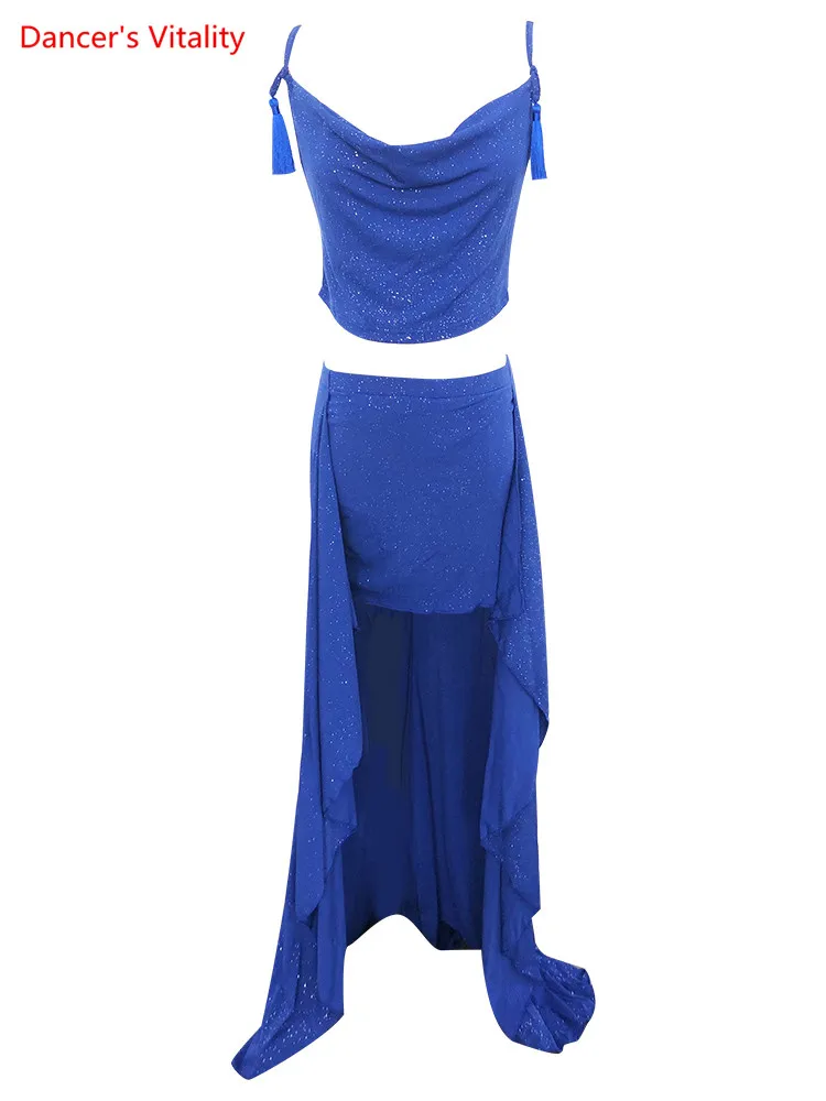 

New Belly Dance Female High-End Elegant Top Training Clothes Suit Sexy Fishtail Skirt Profession Practice Clothing Summer