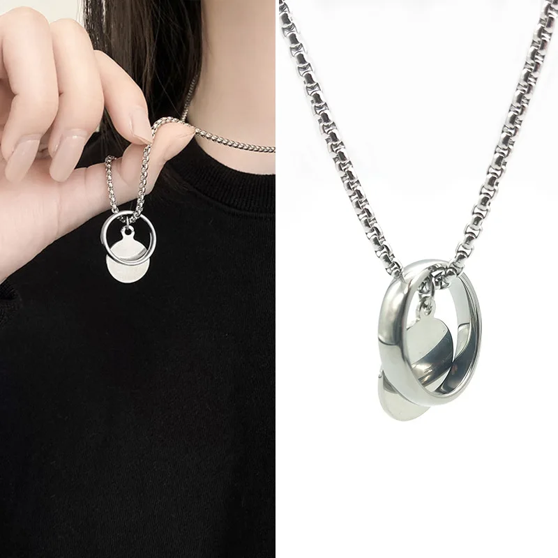 

Ring Titanium Steel Necklace Small Design Sense Hip Hop Stainless Steel Necklace Sweater Sweater Chain Jewelry Jewelry Chains